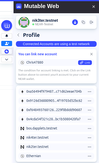 Connected Accounts in Profile