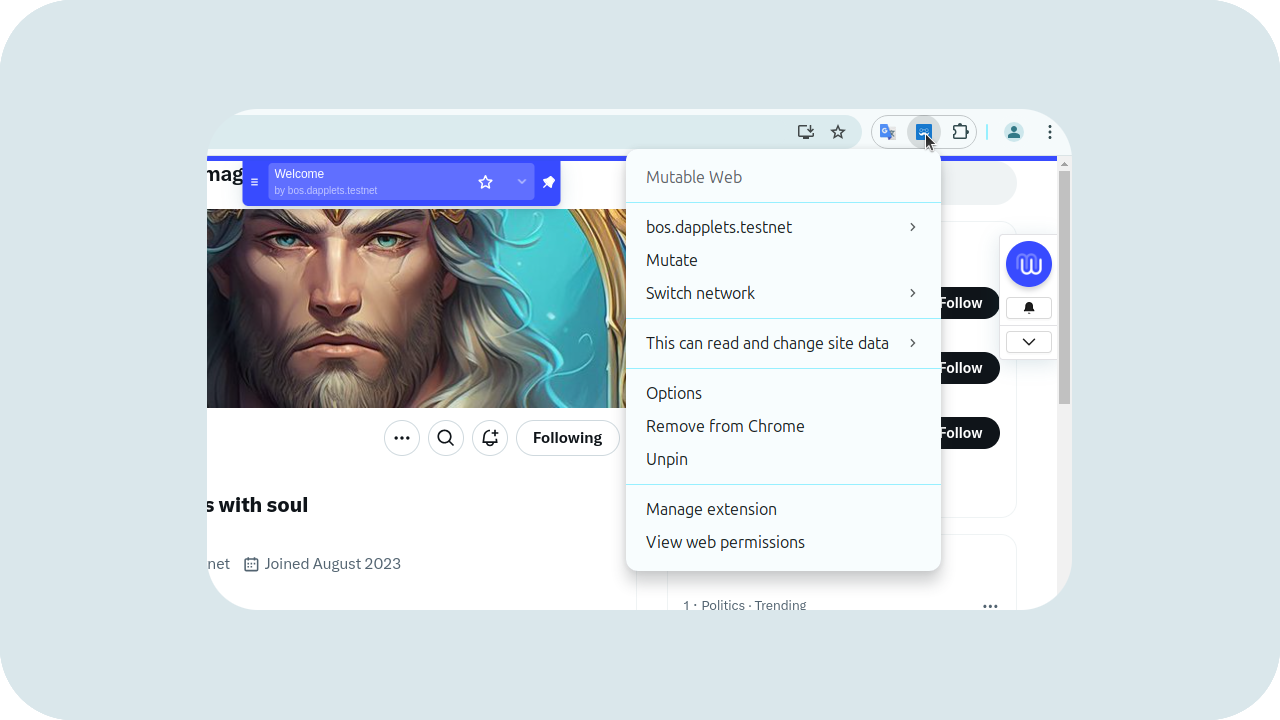 Mutable Web of Extension